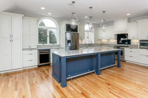 Custom Kitchen Cabinets White and blue