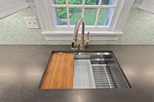 undermount sink with cutting board